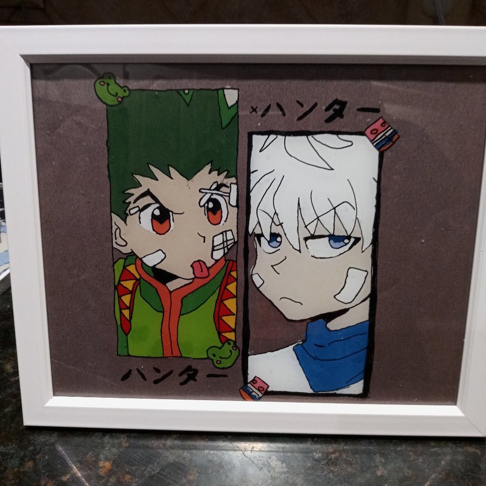 HunterxHunter anime glass painting